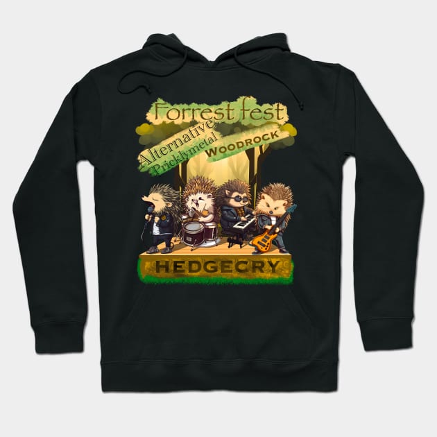 Hedgehog rocker, rock band Hoodie by NemfisArt